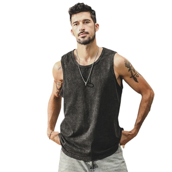 Muški bezrukavni T-shirt vest od pamuka, 100% pamuk, labav kroj, okrugli izrez, ljeto