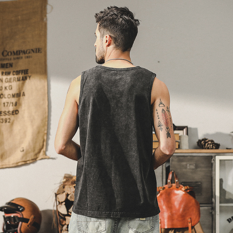 Muški bezrukavni T-shirt vest od pamuka, 100% pamuk, labav kroj, okrugli izrez, ljeto