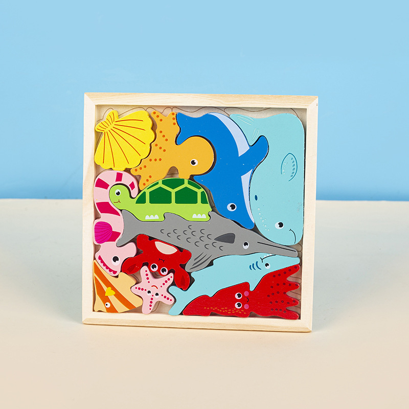 Drveni 3D puzzle blokovi – životinje i voće, za bebe i djecu do 3 godine, edukativna igračka za rani razvoj, DIY kompatibilno