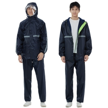 Felnőtt esőkabát és esőnadrág szett vastag vízálló hálós bélésével, Oxford anyagú, kapucnival és nagy karimával