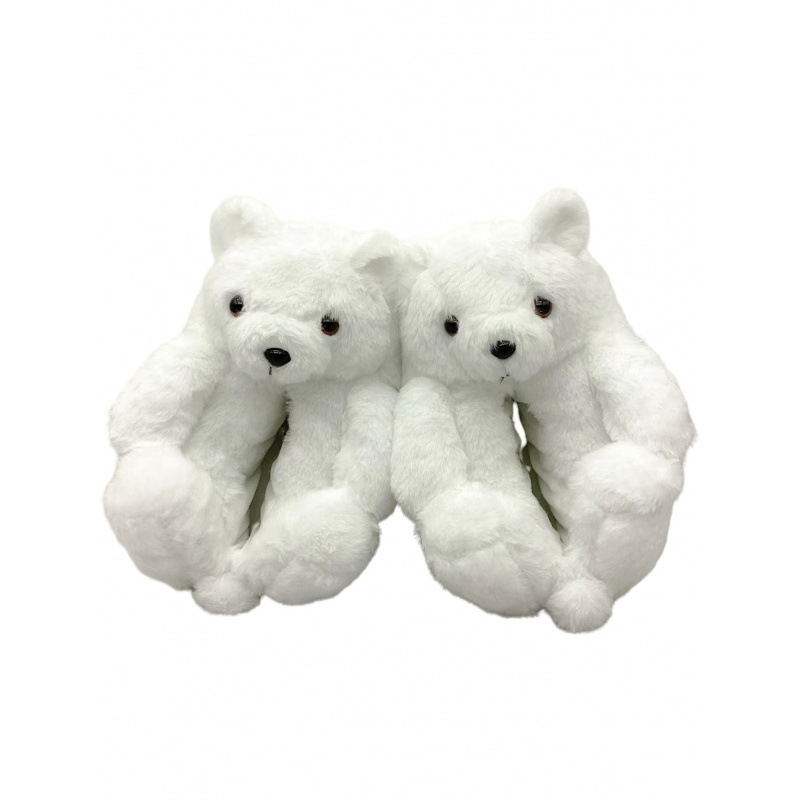 Unisex papuče s plišanim medvjedićem – plišano gornjište, višefunkcionalni potplat, 1.5–3.5 cm, zatvorena peta, protuklizne.