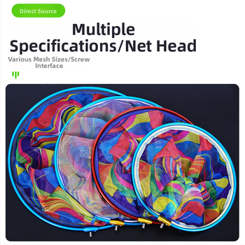 Glava rybárskej siete s veľkými očami, nylonová sieť, kruh z hliníkovej zliatiny, hrubší hliníkový rám, 8 mm závitové rozhranie