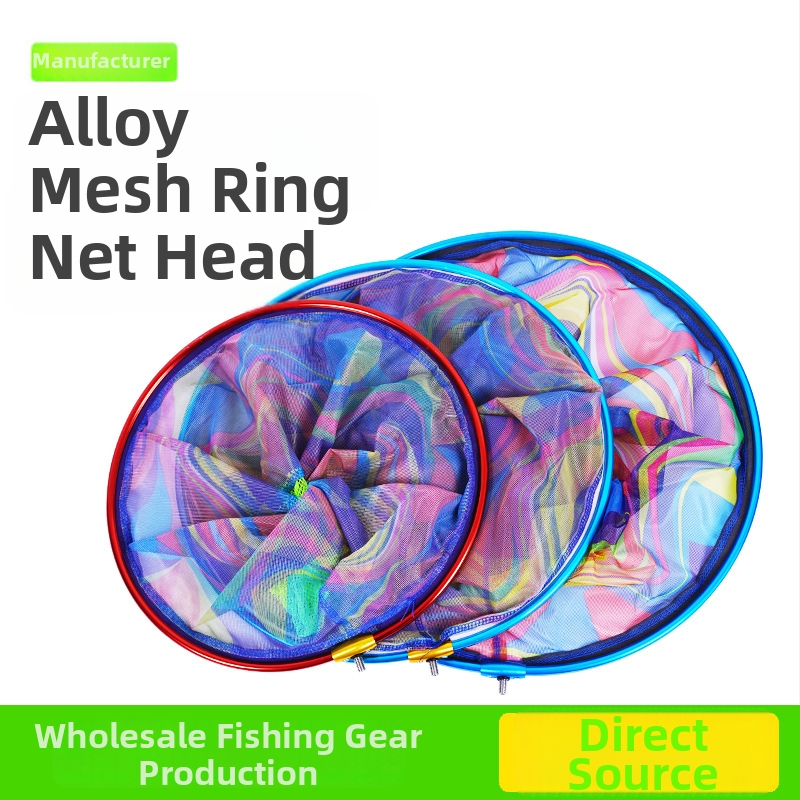 Glava rybárskej siete s veľkými očami, nylonová sieť, kruh z hliníkovej zliatiny, hrubší hliníkový rám, 8 mm závitové rozhranie