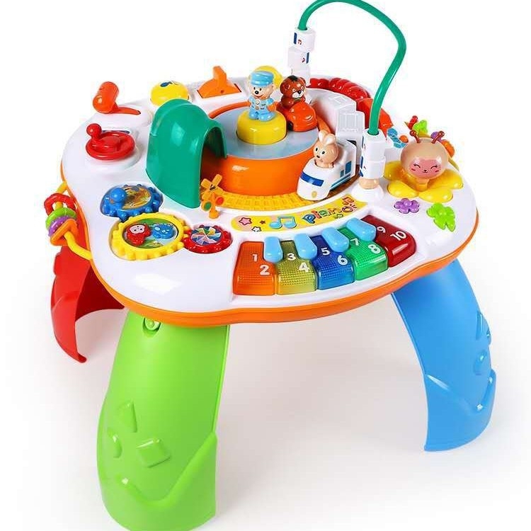 Edukativni stol za bebe 0–3 godine, plastični materijal, baterije, interaktivna glazba i vokalizacija, svjetlosni efekti, igre roditelj-dijete