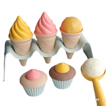 Детски плажен комплект — пластмасова лопатка и кофи, три варианта, мрежеста чанта, за деца 4–6 години, марка KIDNOAM