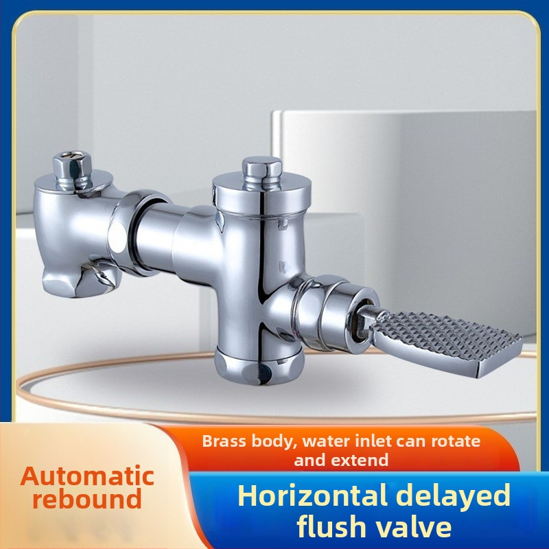 Mosadzný pedálový splachovací ventil s vysúvateľným uzáverom a oneskorením, ručné ovládanie, splachovanie 3–10 s, výstup 32 mm, vonkajšie rozmery 105–125 mm