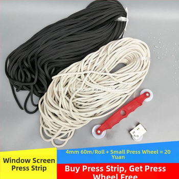 Tesniaca páska na sieť proti komárom pre okná, dutá guma, 4–6 mm, s tlakovým valčekom