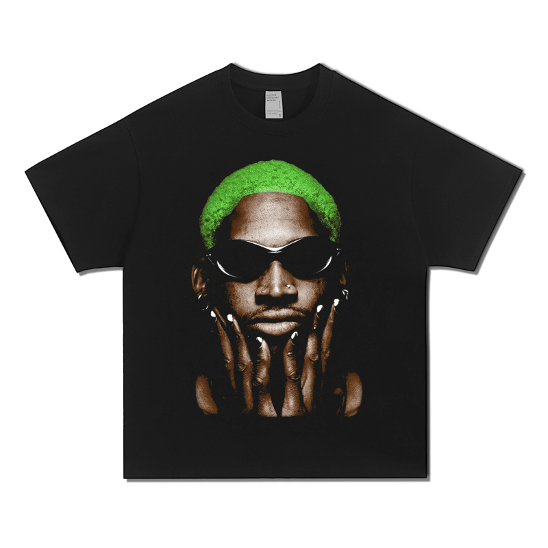 Тениска от памук за Чикаго Булс Родман – паметна версия, свободна кройка, къс ръкав, дигитален принт, ретро стил