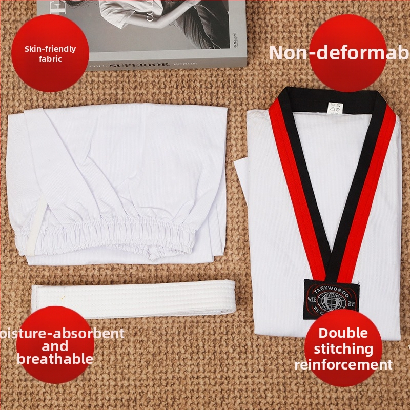 Taekwondo uniforma, Bambus-pamučna tkanina, 50% pamuk, Podrijetlo: Linyi, Jednobojni uzorak
