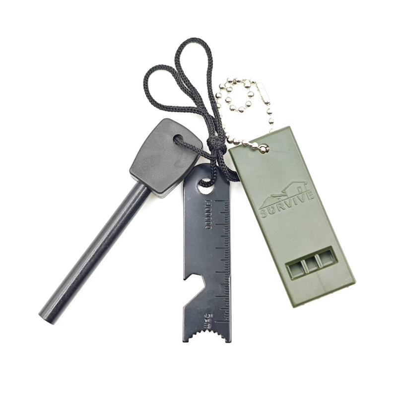 Túlélési többfunkciós eszköz mágneses tűzindítóval és síppal — PY-0021, Márka PY, magnézium rúd átmérője 0,8