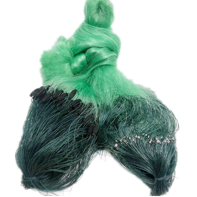 Háromrétegű nylon monofil szálú halászháló, 50 m hosszú, habosított úszók, ólom súlyok, Chaohu Qisheng Fishing Net Factory gyártó