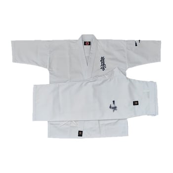 Kyokushin karate GI s prilagođenom izvezom za trening, poliester-bavunasta tkanina (65% poliester), podstava 65% poliester, uzorak: pruge ili jednobojan