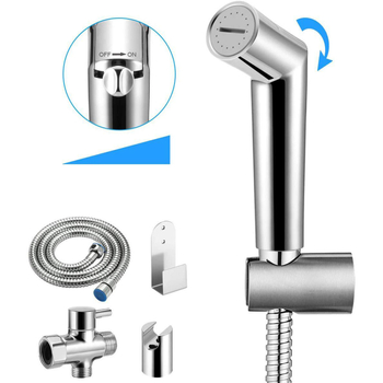 Króm bevonat vécépermetezőfej, állítható hordozható zuhanyfej buborékos tisztításhoz