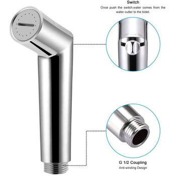 Króm bevonat vécépermetezőfej, állítható hordozható zuhanyfej buborékos tisztításhoz