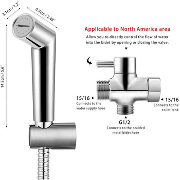 Króm bevonat vécépermetezőfej, állítható hordozható zuhanyfej buborékos tisztításhoz