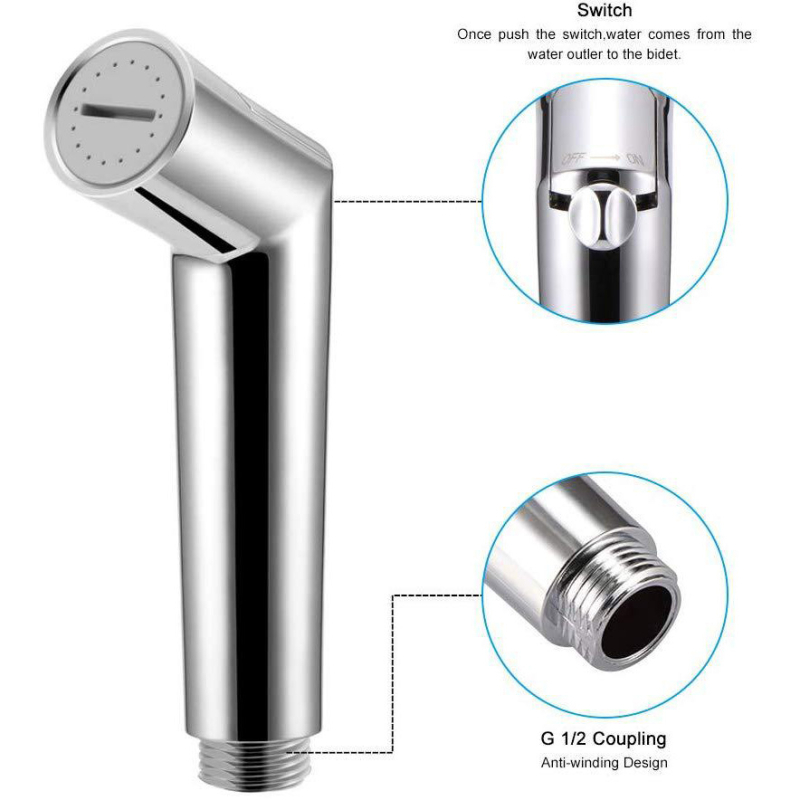 Króm bevonat vécépermetezőfej, állítható hordozható zuhanyfej buborékos tisztításhoz