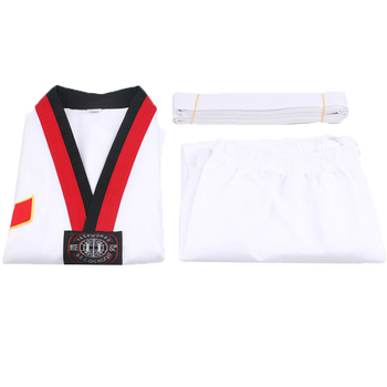 Taekwondo uniforma, prugasta pamuk tkanina, 80% pamuk, podstava od pamuka 80%
