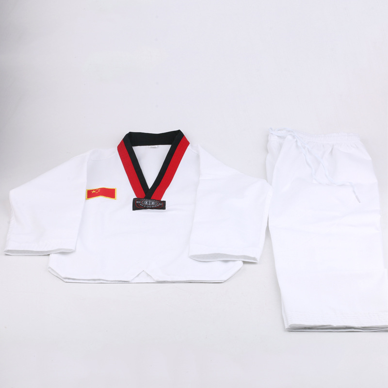 Taekwondo uniforma, prugasta pamuk tkanina, 80% pamuk, podstava od pamuka 80%