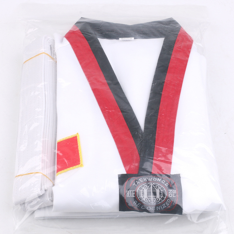 Taekwondo uniforma, prugasta pamuk tkanina, 80% pamuk, podstava od pamuka 80%