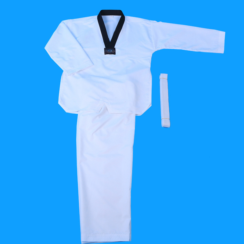 Taekwondo edzőruha gyerekeknek és felnőtt kezdőknek | Anyag: combed cotton; Összetétel: pamut 35%; Belső bélés: combed cotton