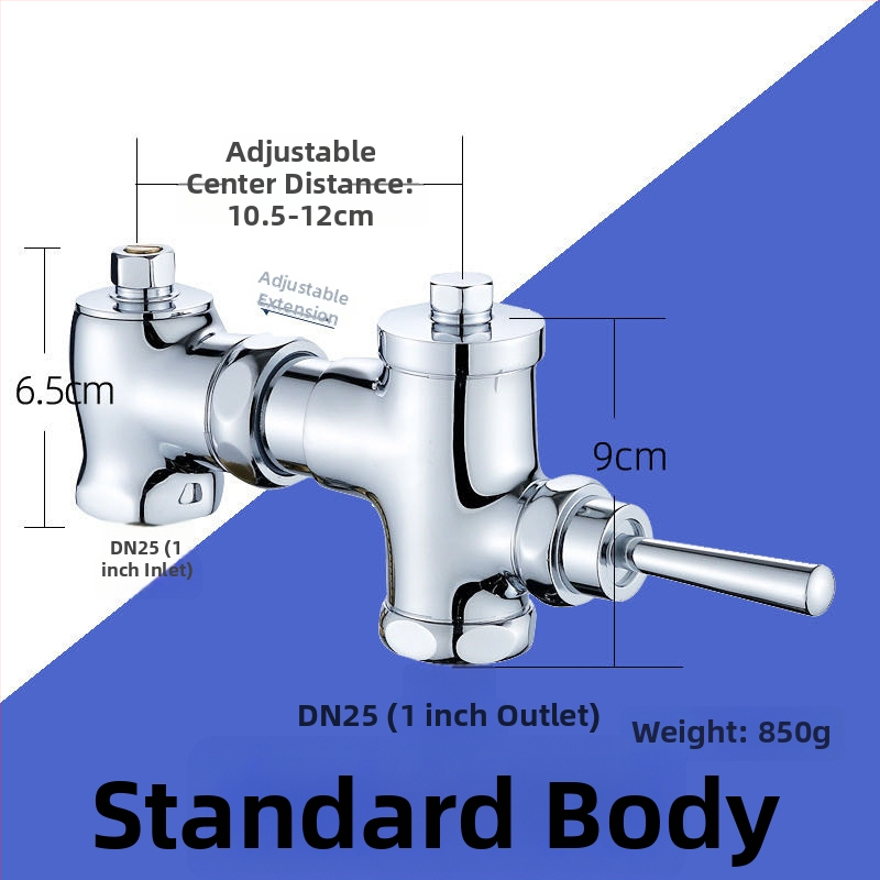 Meďová horizontálna pedálová splachovacia armatúra pre klozet typu gúľanie, model SY-8050; telo z meďe; tlak 1,2 MPa; čas spláchnutia 3–4 s; výstupný priemer 1 palec
