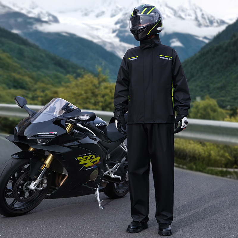 Motorkerékpár esőruha, 2025 nehéz esőkabát felosztott dizájnnal kézbesítőknek, alkalmas motorkerékpárokhoz és elektromos járművekhez