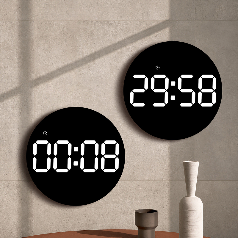 Стенен часовник 6635 - LED дигитален дисплей, обратно отброяване, вечен календар, термометър, нощно осветление