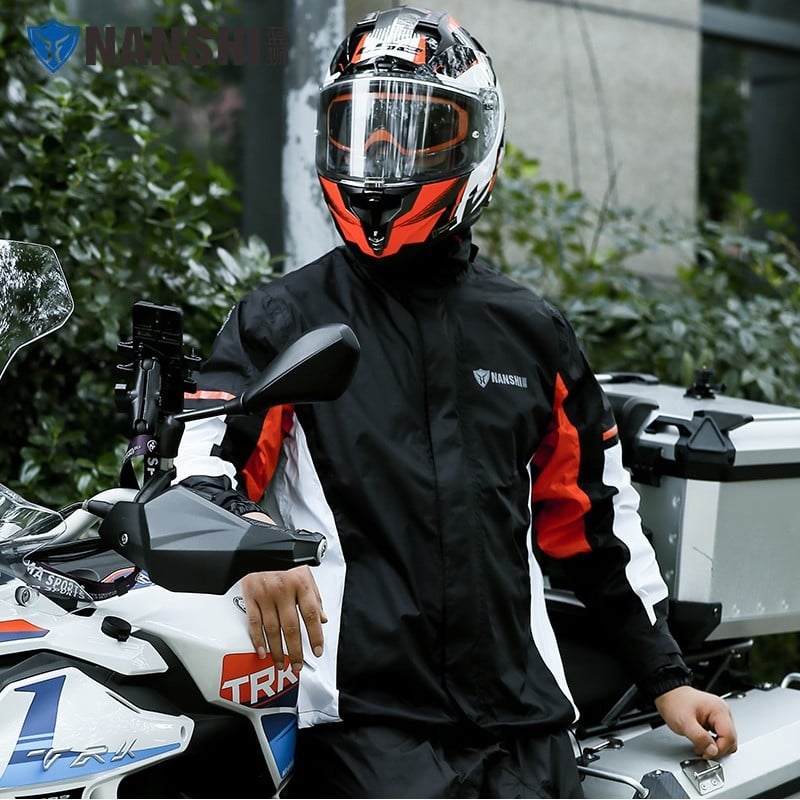 Set kišnog odijela za vožnju motociklom/e‑bike — podijeljeni kišni kaput s hlačama, najlon tkanina, PU vodootporni sloj, debljina 0.2 mm, za odraslu osobu
