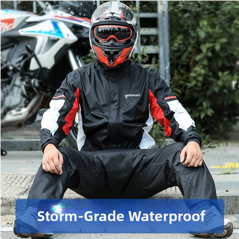 Set kišnog odijela za vožnju motociklom/e‑bike — podijeljeni kišni kaput s hlačama, najlon tkanina, PU vodootporni sloj, debljina 0.2 mm, za odraslu osobu