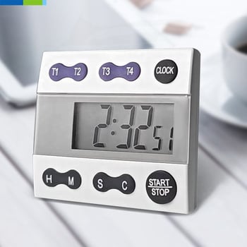 Četverokanalni digitalni kuhinjski tajmer s magnetom, LCD zaslon, napajanje baterijom
