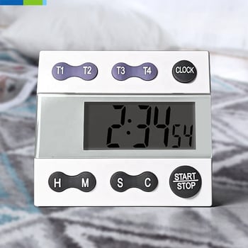 Četverokanalni digitalni kuhinjski tajmer s magnetom, LCD zaslon, napajanje baterijom