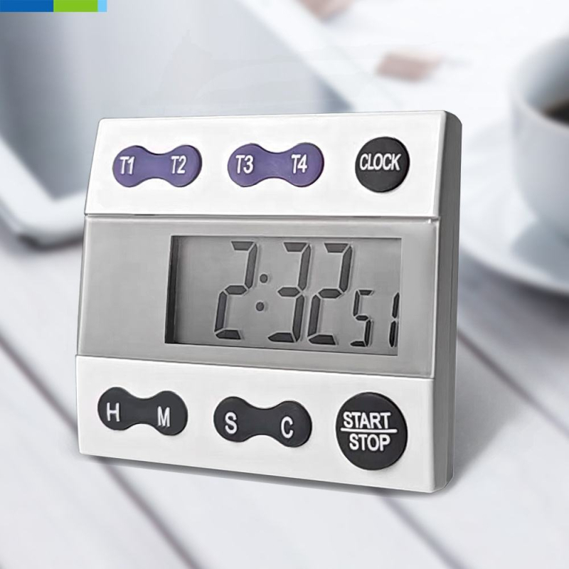 Četverokanalni digitalni kuhinjski tajmer s magnetom, LCD zaslon, napajanje baterijom