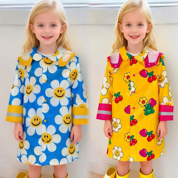 Gyerekeknek szánt esőponcsó poliészterből PU bevonattal, 210 g/m², könnyű, rajzfilmszín stílus