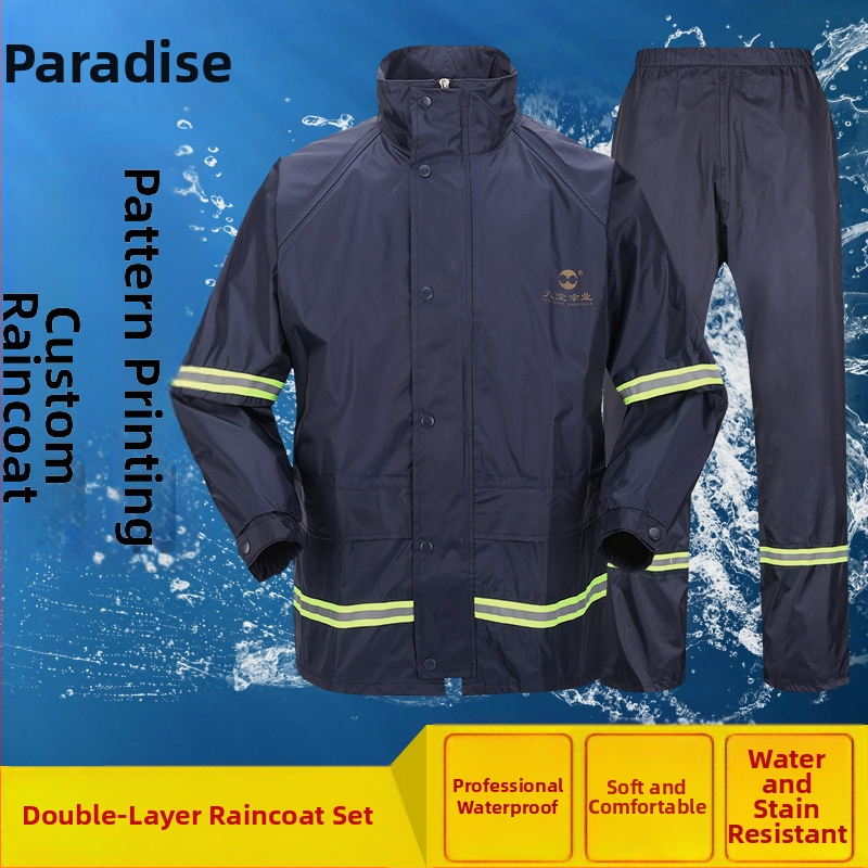 Rozdelený dažďový poncho set pre motocykle, priedušný dvojvrstvový polyester, potlačené logo