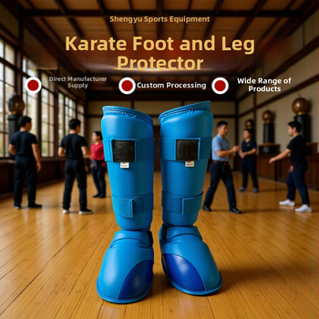 Лег гардове за карате за възрастни, кожени защити за подбедрицата, дължина над коляното, персонализиран логотип