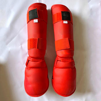 Лег гардове за карате за възрастни, кожени защити за подбедрицата, дължина над коляното, персонализиран логотип