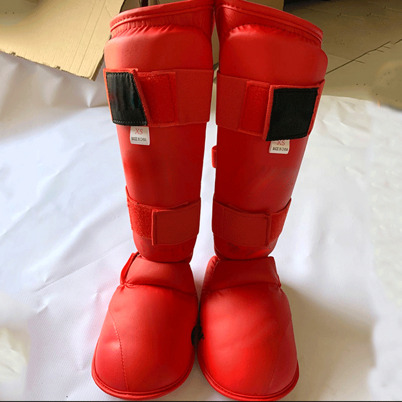 Лег гардове за карате за възрастни, кожени защити за подбедрицата, дължина над коляното, персонализиран логотип