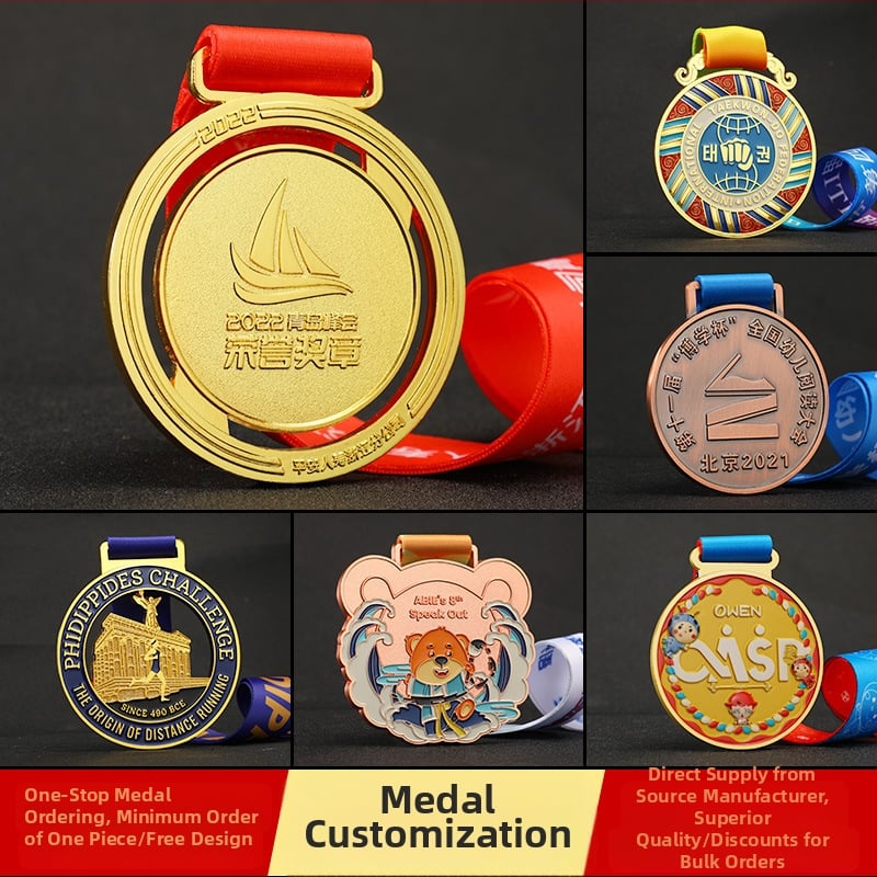 Προσαρμοσμένο μετάλλιο από ψευδάργυρο για νεανικούς αγώνες taekwondo και μαραθώνιο, κρεμαστό σχέδιο, δυνατότητα εκτύπωσης λογότυπου