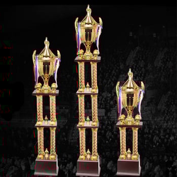 Τρόπαιο τεσσάρων στηλών – Μέταλλο & Πλαστικό, Στήλη για ποδόσφαιρο, μπάσκετ και Ταεκβοντό, Προσαρμόσιμο