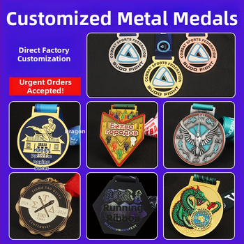 Medalie din aliaj de zinc, cu finis placat, 60 g, personalizabilă cu logo.