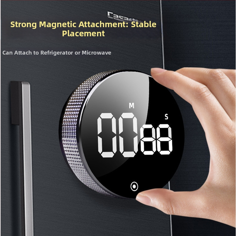 Elektronický časovač s LED displejom, kruhový dizajn, napájanie batériou, chronograf s magnetickým uchytením
