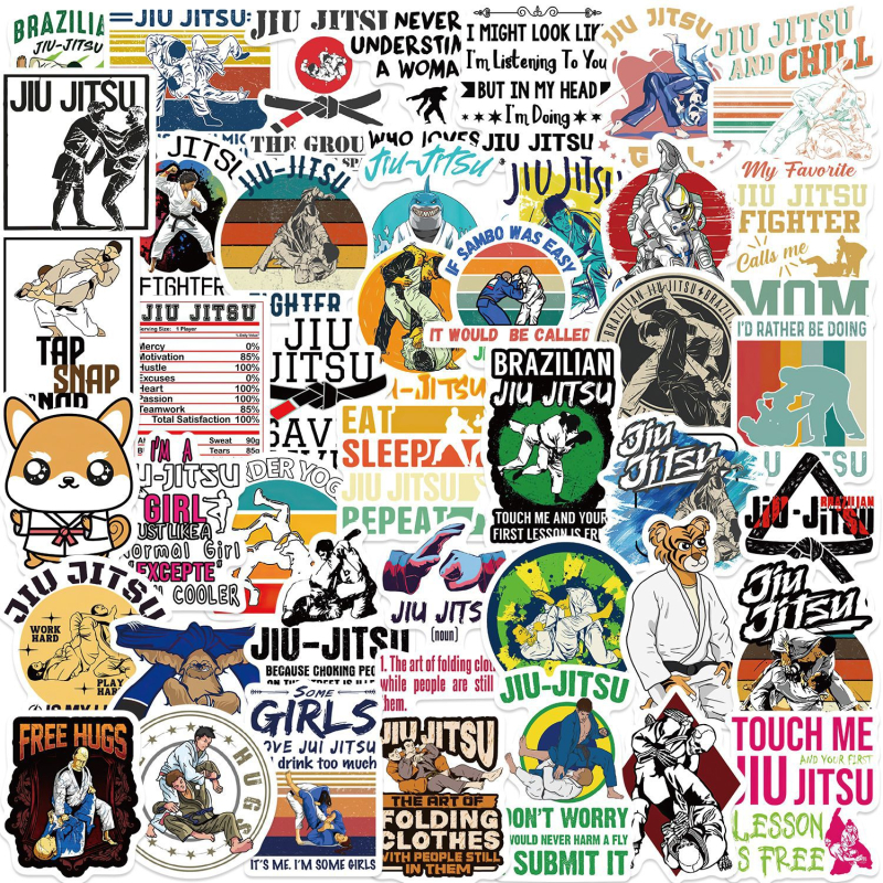 Naljepnice graffiti Jiu-Jitsu i Taekwondo, vodootporni PVC, samoljepljive, tiskane, crtani serijal