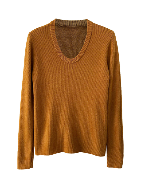 Πουλόβερ με φλιζέ εσωτερικό, στρογγυλό γιακά, στενή γραμμή, μακριά μανίκια, κορεατικό casual πλεκτό τοπ, μίξη ακρυλικού και πολυεστέρα