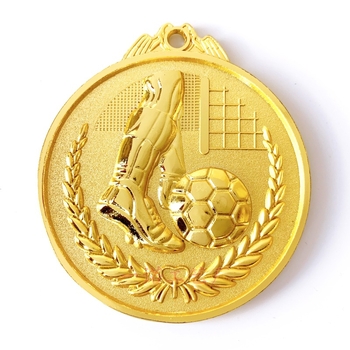 Medalie de fotbal din aliaj de zinc, design personalizat, logo imprimat, greutate netă 60 g, card placat cu aur