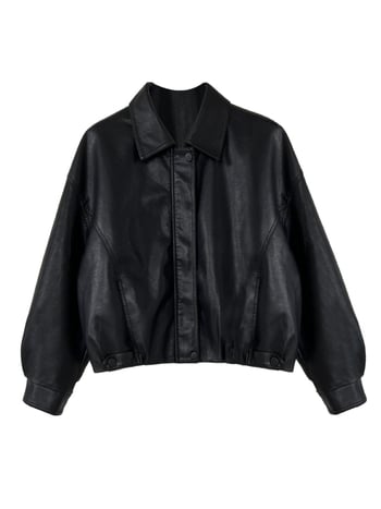 Γυναικείο PU δερμάτινο σακάκι, κοντό μήκος, πέτο γιακά, κλείσιμο με φερμουάρ, άνοιξη 2025