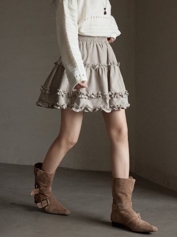 Suknja A-kroja s urbanim printom, poliester, Apxivi, srednja duljina, korejski stil