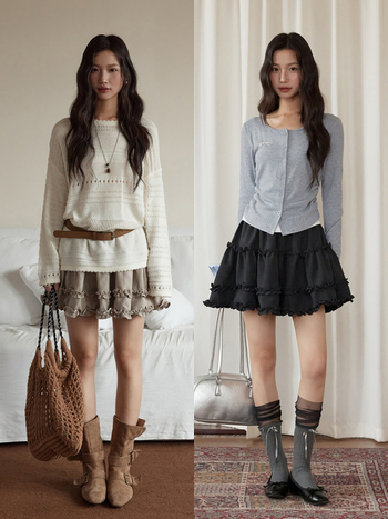 Suknja A-kroja s urbanim printom, poliester, Apxivi, srednja duljina, korejski stil