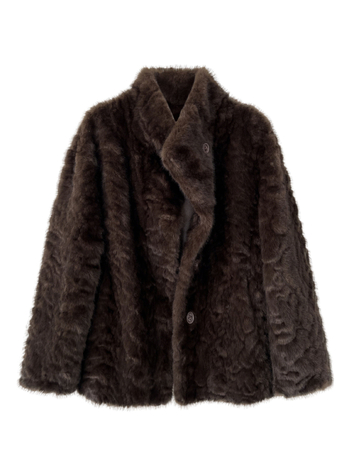 Γυναικείο παλτό από τεχνητό μίνκ βελούρ, κορεάτικο στυλ, στάσιμος γιακά, μακριά μανίκια