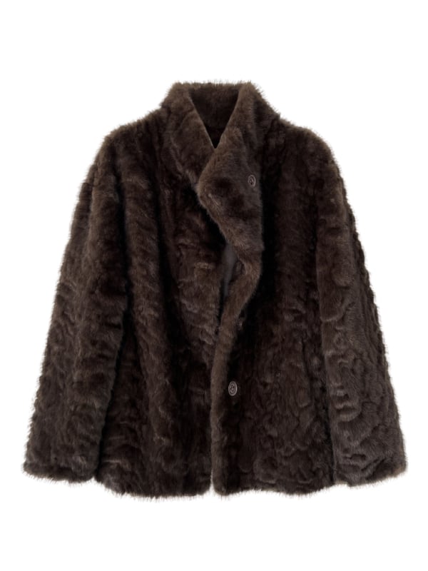 Γυναικείο παλτό από τεχνητό μίνκ βελούρ, κορεάτικο στυλ, στάσιμος γιακά, μακριά μανίκια