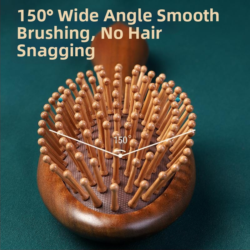 Masážna kefka zo santalového dreva so vzduchovým vankúšom a masážnou hlavou pre starostlivosť o meridiány, pre dlhé vlasy